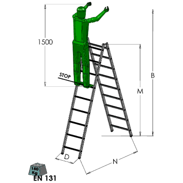 FT - Scala a pioli con doppio accesso in vetroresina EN131.1-2 e EN 50528 - immagine 2