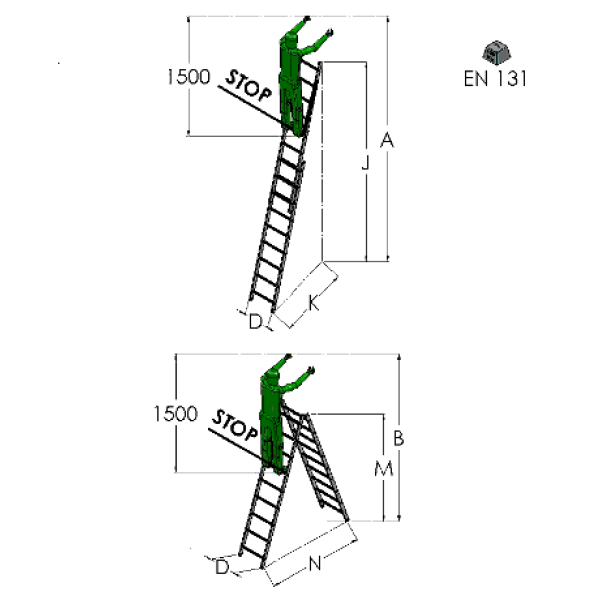 4045 - Scala trasformabile in alluminio a 2 sezioni EN131.1-2 - immagine 2
