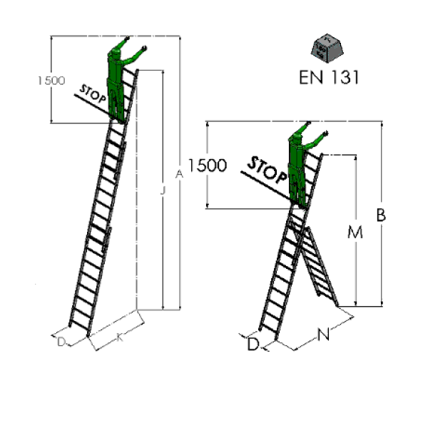 4047 - Scala trasformabile in alluminio a 3 sezioni EN131.1-2 - immagine 2