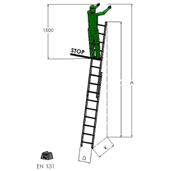 F7200M - Scala di sostegno allungabile manuale in vetroresina a 2 sezioni EN 131.1 - EN 131.2 e EN 50528 - immagine 2