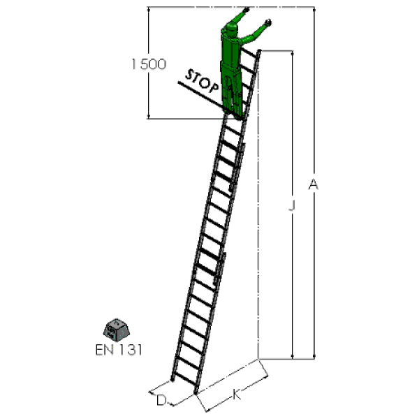 6261 - Scala meccanica di sostegno allungabile in 3 sezioni EN131.1-2 - immagine 2