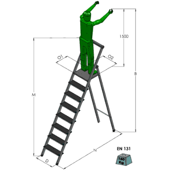 8484 - Scale a pioli con piattaforma grande EN131.1-2 - immagine 13