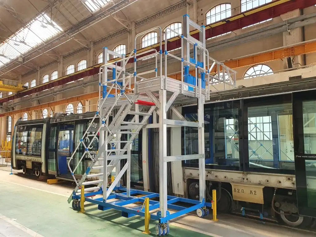 2001574 – Aluminum mobile platform with adjustable handrails