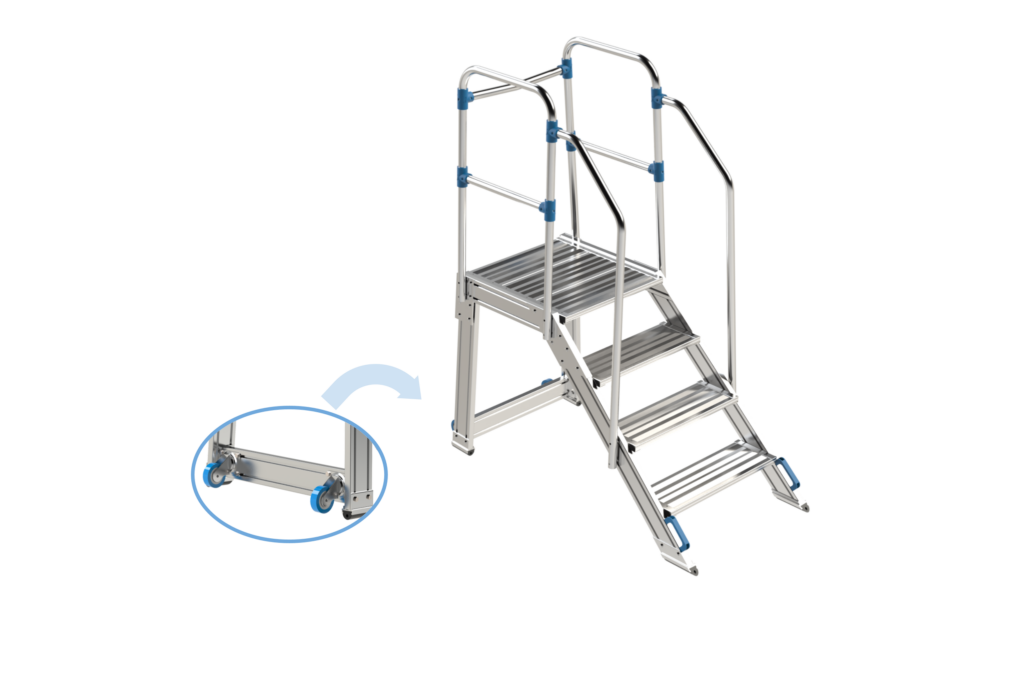 3 stufige Leiter aus Aluminium für professionelle Wartungs-, Logistik- und Industrieanwendungen